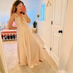 BHLDN Sachin & Babi Light Pink Wrap Maxi Dress Gown 6